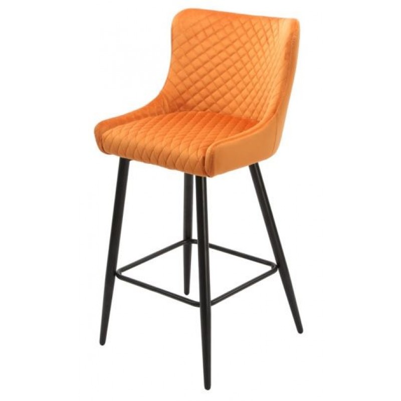 Talia Bar Stool in Orange Velvet