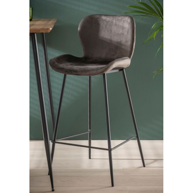 Zi Aria Bar Stool 45V - Anthracite velvet