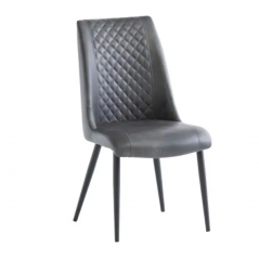 WOF Amber Grey Pu/Black Leg Dining Chair