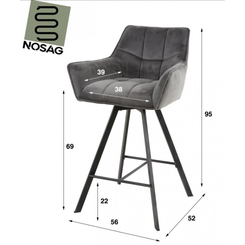 ZI Rotatable Deluxe Grey Bar stool Grey