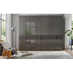 Ventura 5 Hinged Doors Wardrobe in Havana Glass