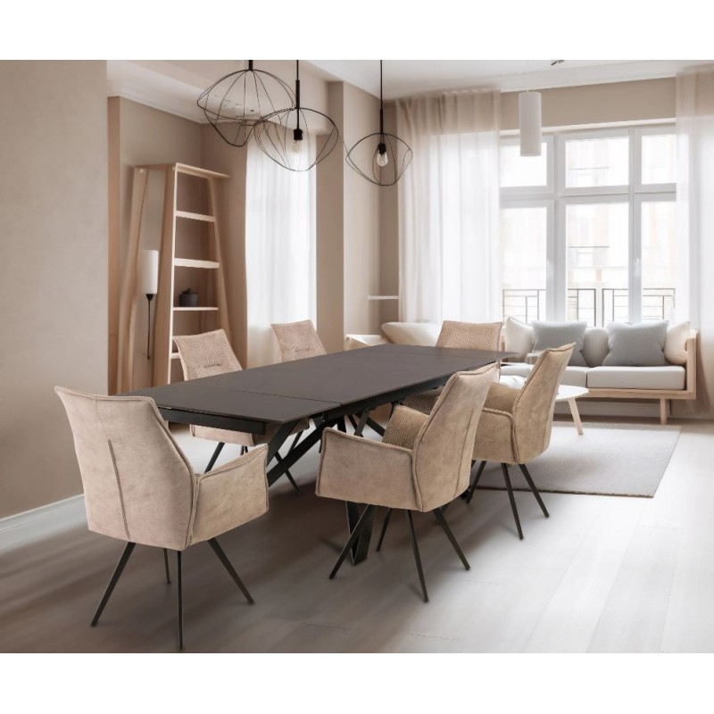 Benicio 1.6m (+0.4m + 0.4m) Ext Dining Table - Vik Dark Grey