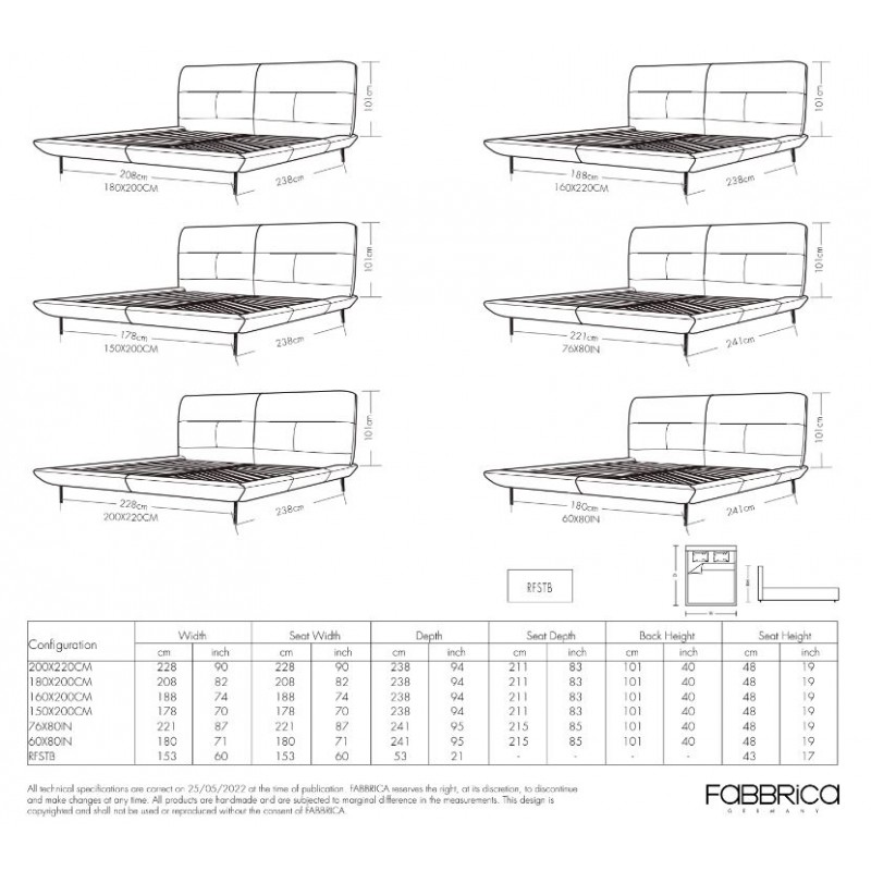 Fabbrica Modern bed Eto 5ft