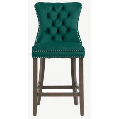 Saxon Bar Stool Green Velvet Antique Leg