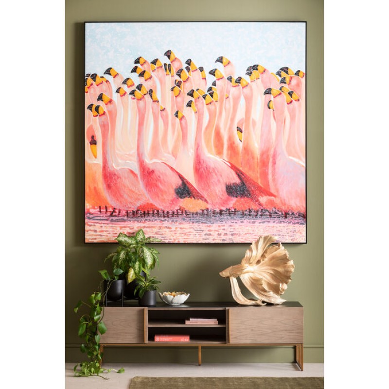 Acrylic Painting Frame Swarm Of Flamingos 180x180