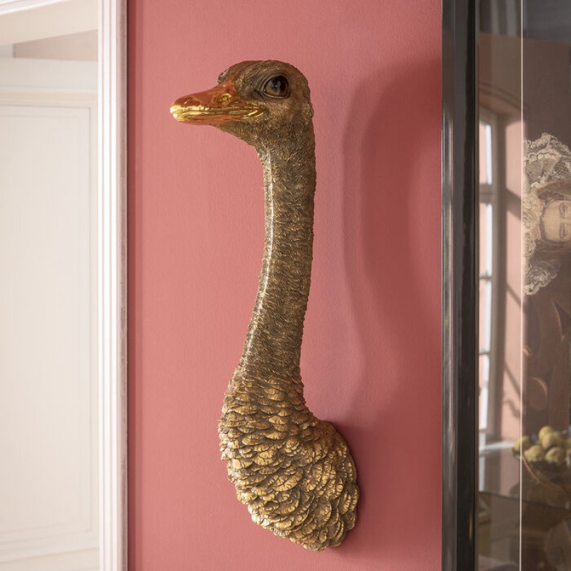 Wall Decoration Ostrich Gold 19x72cm