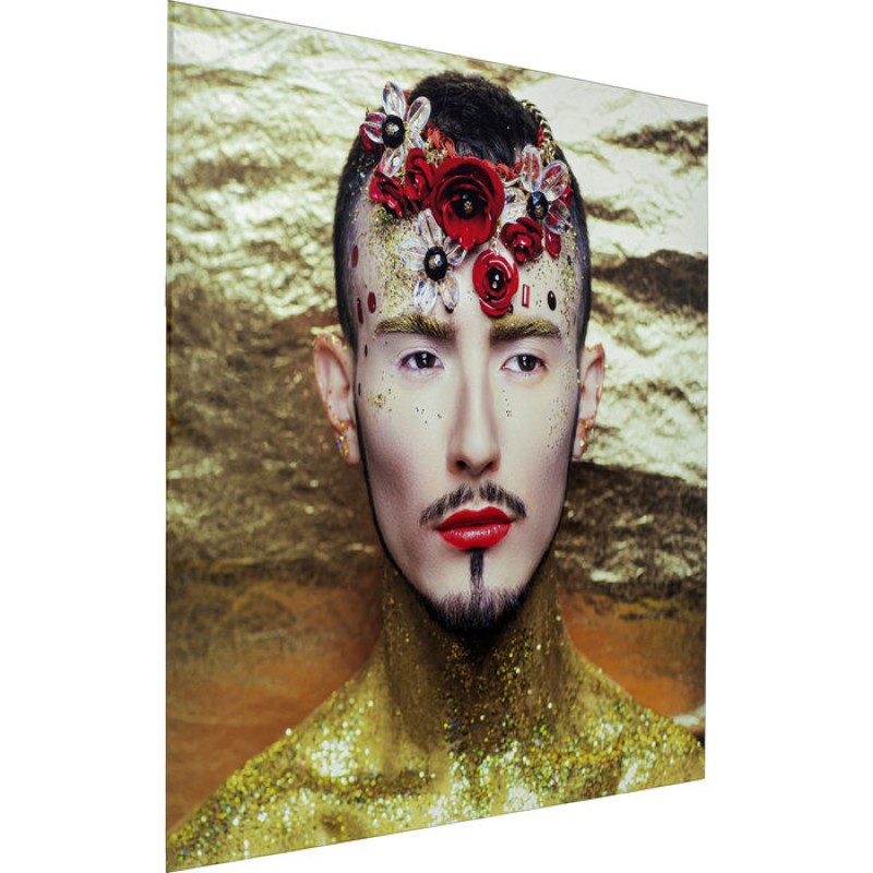 Picture Glass Metallic Flower Man 120x120