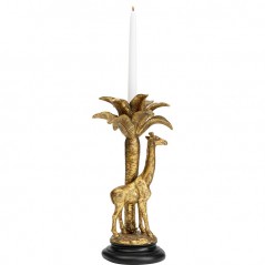 Candle Holder Giraffe Palm Tree Gold 35