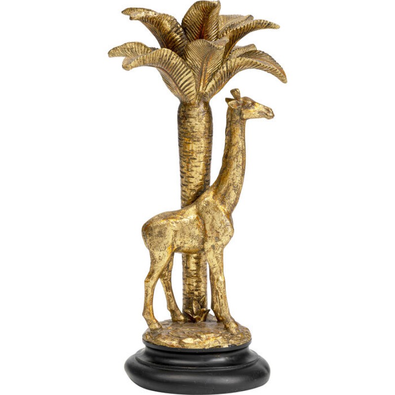 Candle Holder Giraffe Palm Tree Gold 35