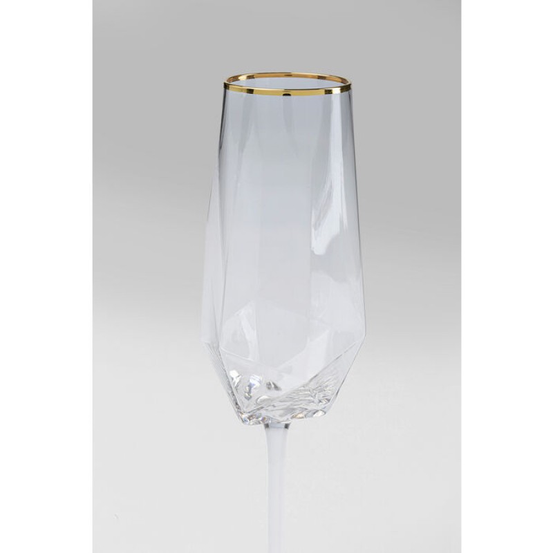 Champagne Glass Diamond Gold Rim