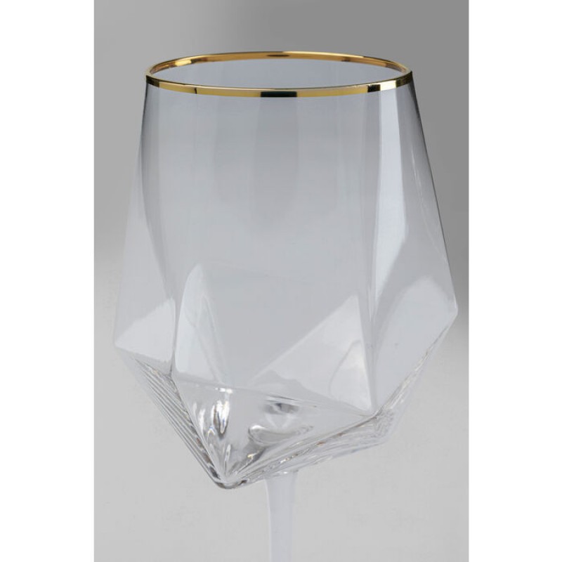 Wine Glass Diamond Gold Rim