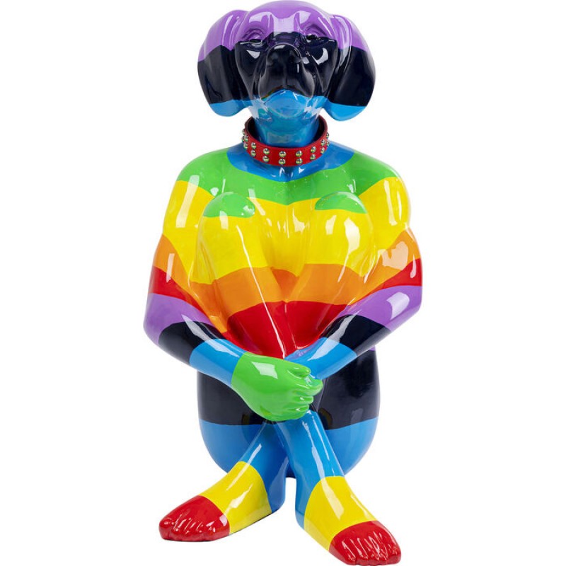 Deco Figurine Sitting Dog Rainbow 80