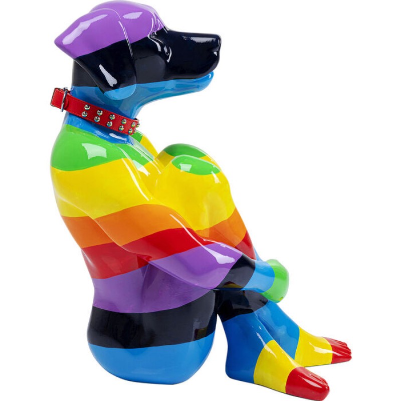 Deco Figurine Sitting Dog Rainbow 80