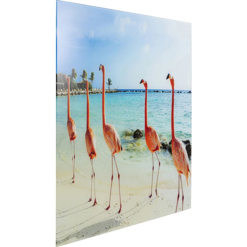 Picture Glass Flamingo Walk 80x80