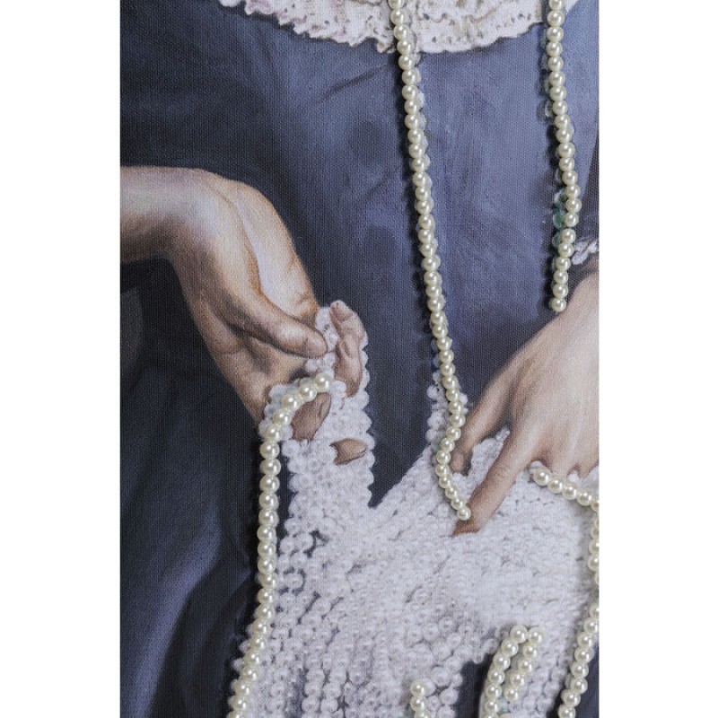 Oil Painting Frame Lady Pearls 80x100cm