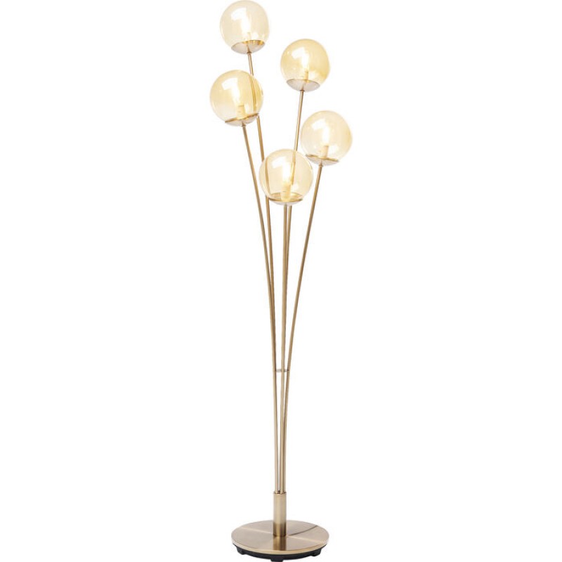 Floor Lamp Five Balls Amber Brass