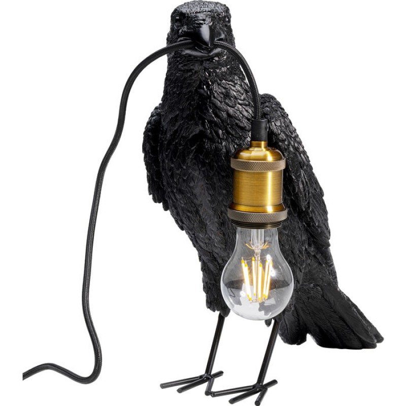 Table Lamp Animal Crow Mat Black 34cm