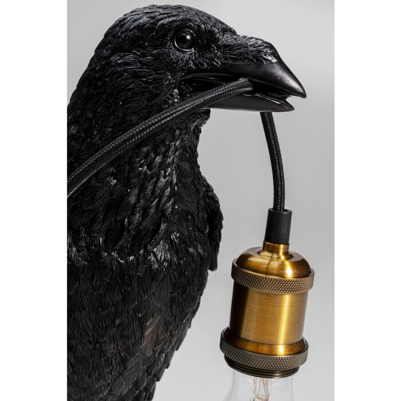 Table Lamp Animal Crow Mat Black 34cm