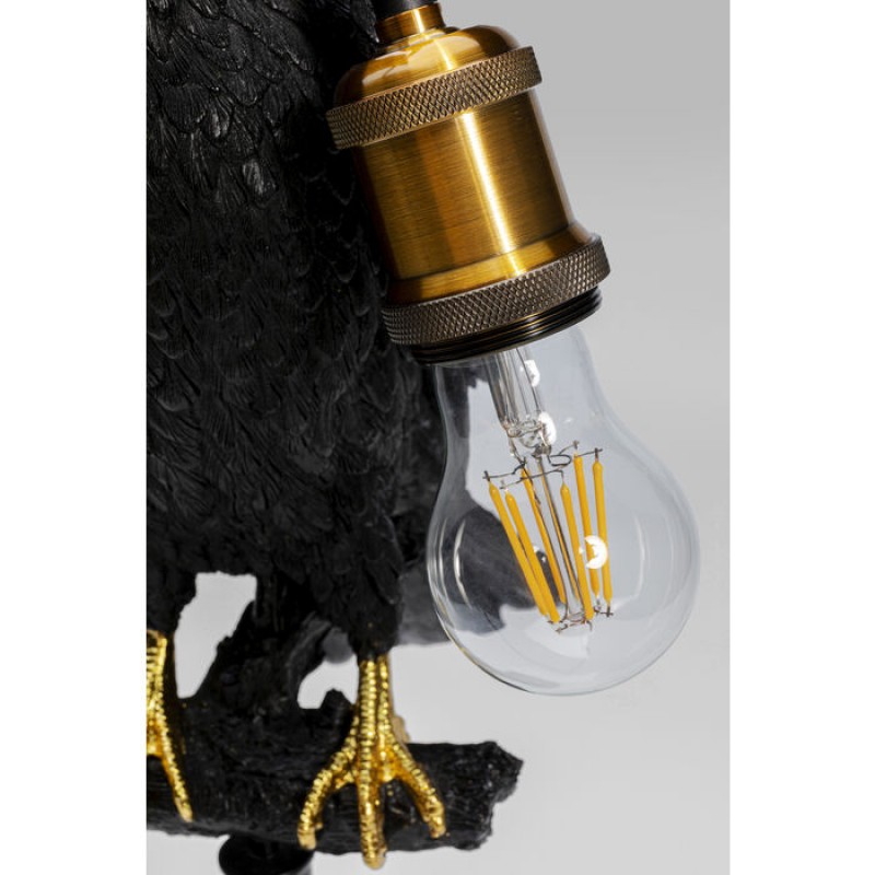 Table Lamp Animal Sitting Crow Mat Black 61cm