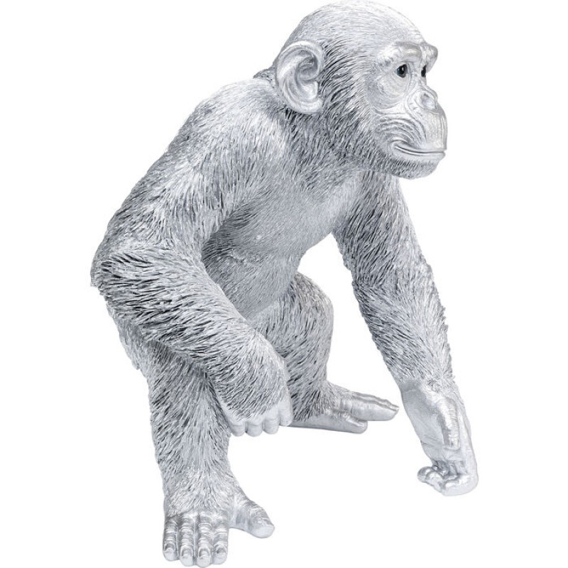 Deco Figurine Playing Ape Silver 50cm