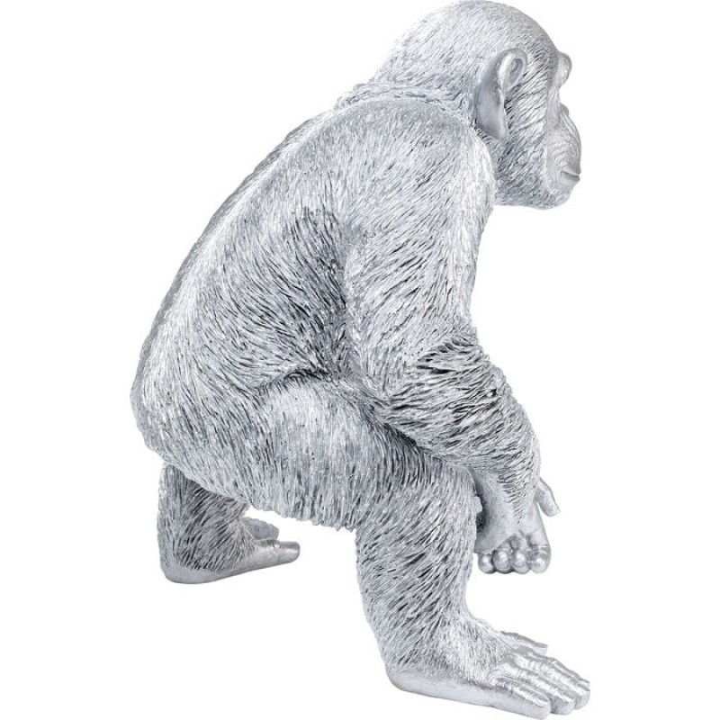 Deco Figurine Playing Ape Silver 50cm