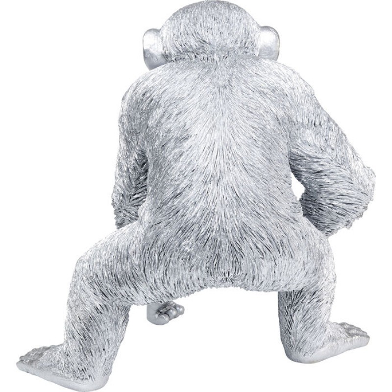 Deco Figurine Playing Ape Silver 50cm