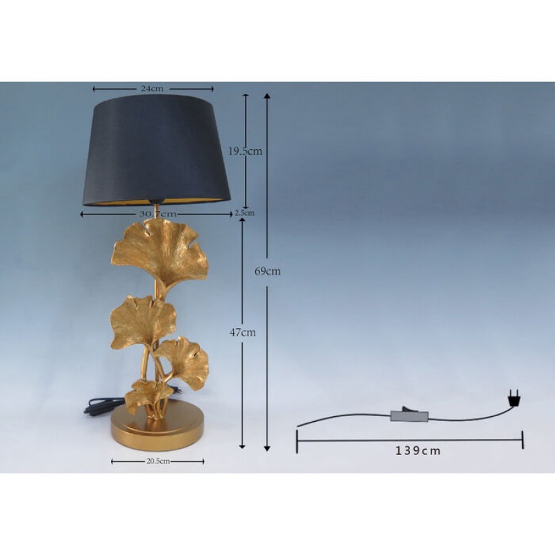 Table Lamp Leaf Gold 69cm