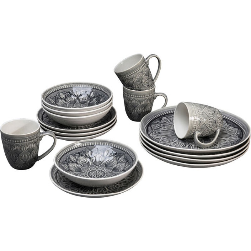 Dish Set Sicilia Mandala Grey (16-part)