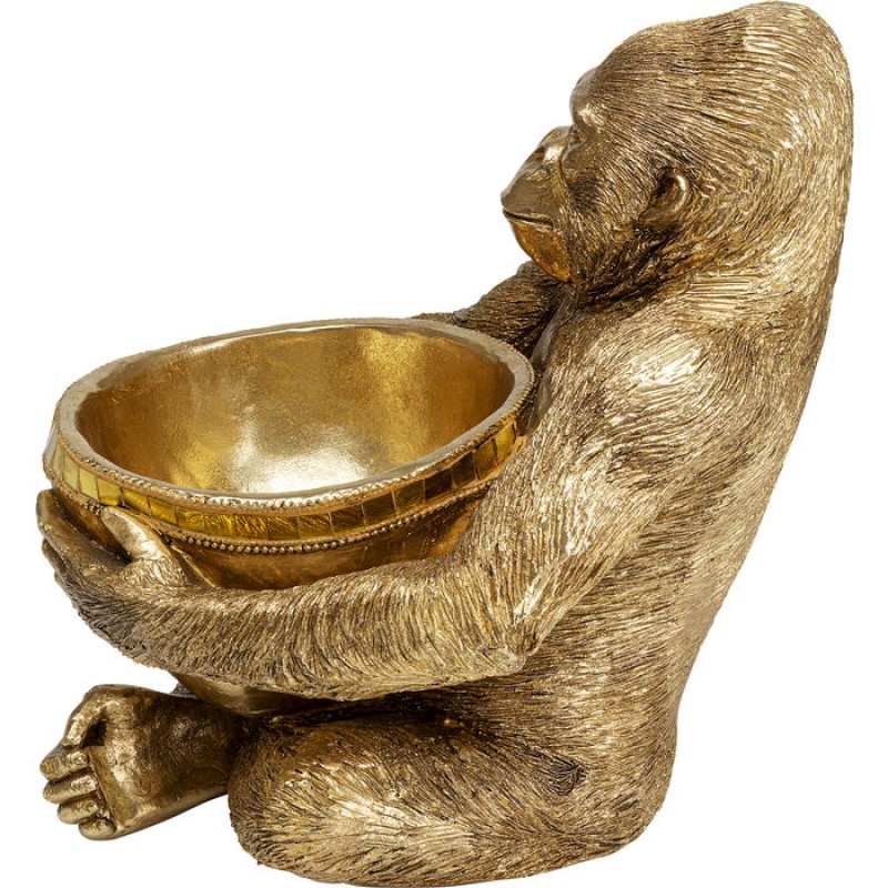 Deco Figurine Holding Bowl Gold 41cm