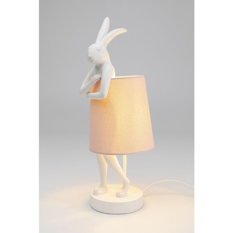 Table Lamp Animal Rabbit White/Rose 50cm