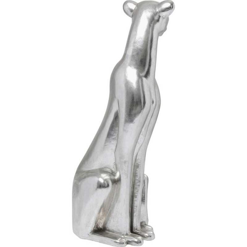 Deco Figurine Sitting Leopard Silver 150cm