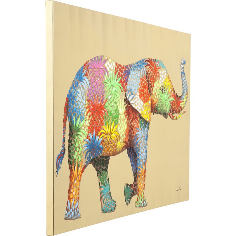 Picture Touched Flower Elefant 90x120cm