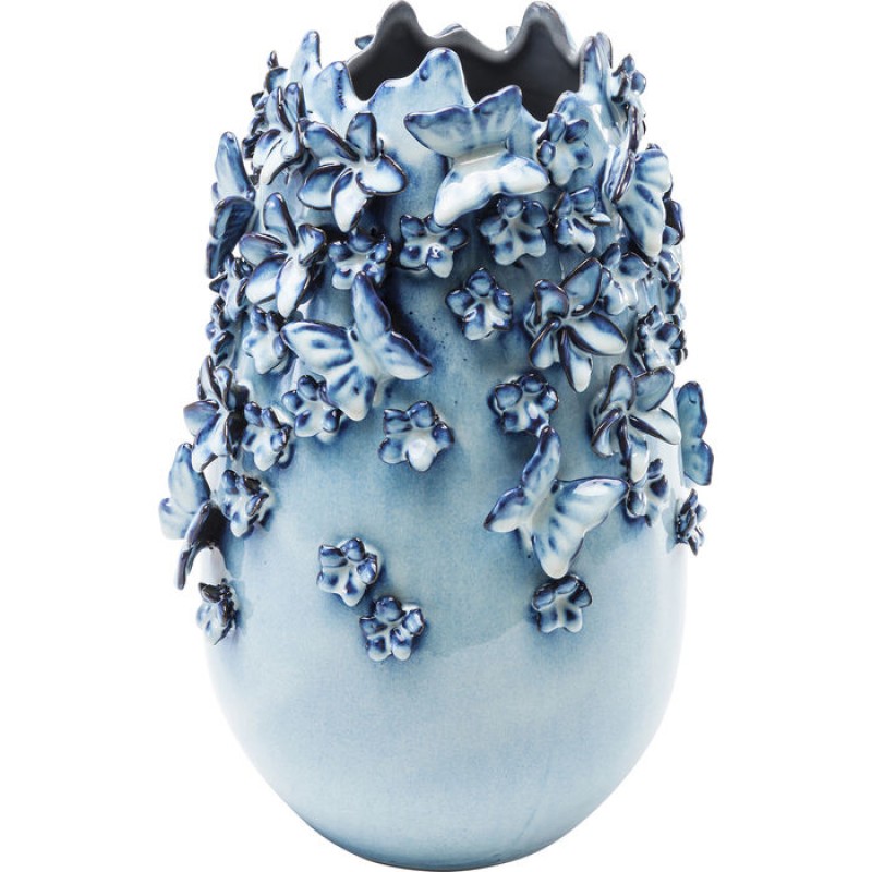 Vase Butterflies Lightblue 35cm