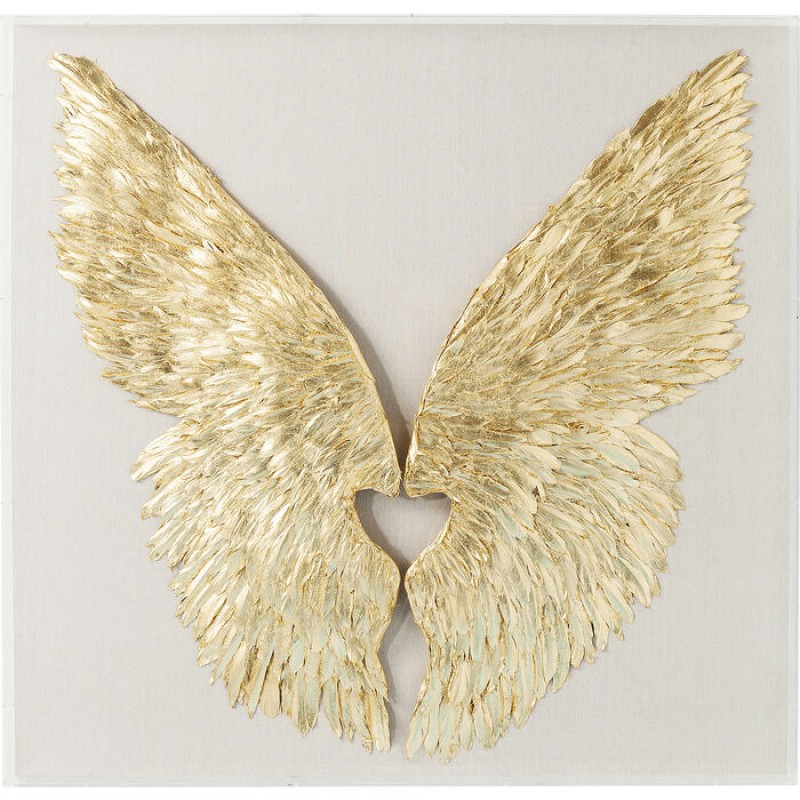 Wall Decoration Wings Gold White 120x120cm