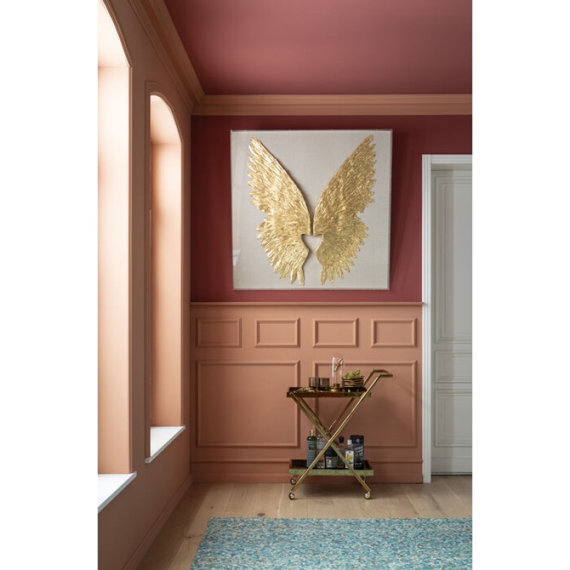 Wall Decoration Wings Gold White 120x120cm