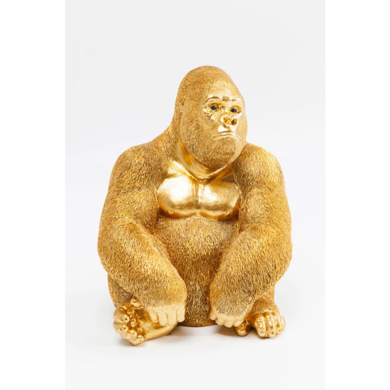 Deco Figurine Monkey Gorilla Side Medium Gold 39cm