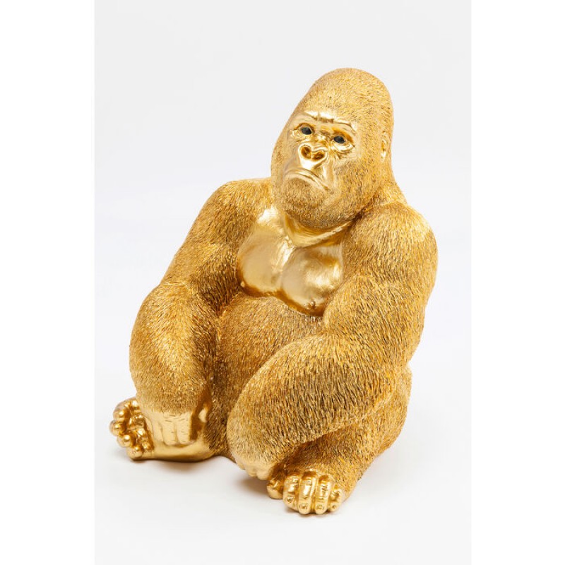 Deco Figurine Monkey Gorilla Side Medium Gold 39cm