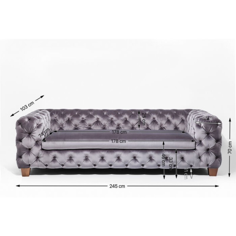 Sofa Desire 3-Seater Silver Grey