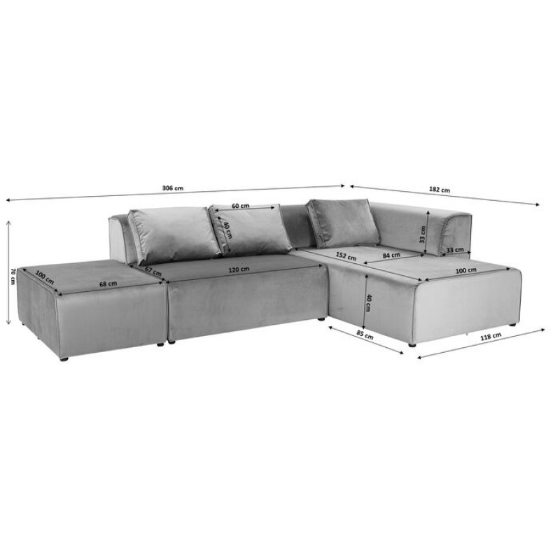 Corner Sofa Infinity Ottomane Grey Right