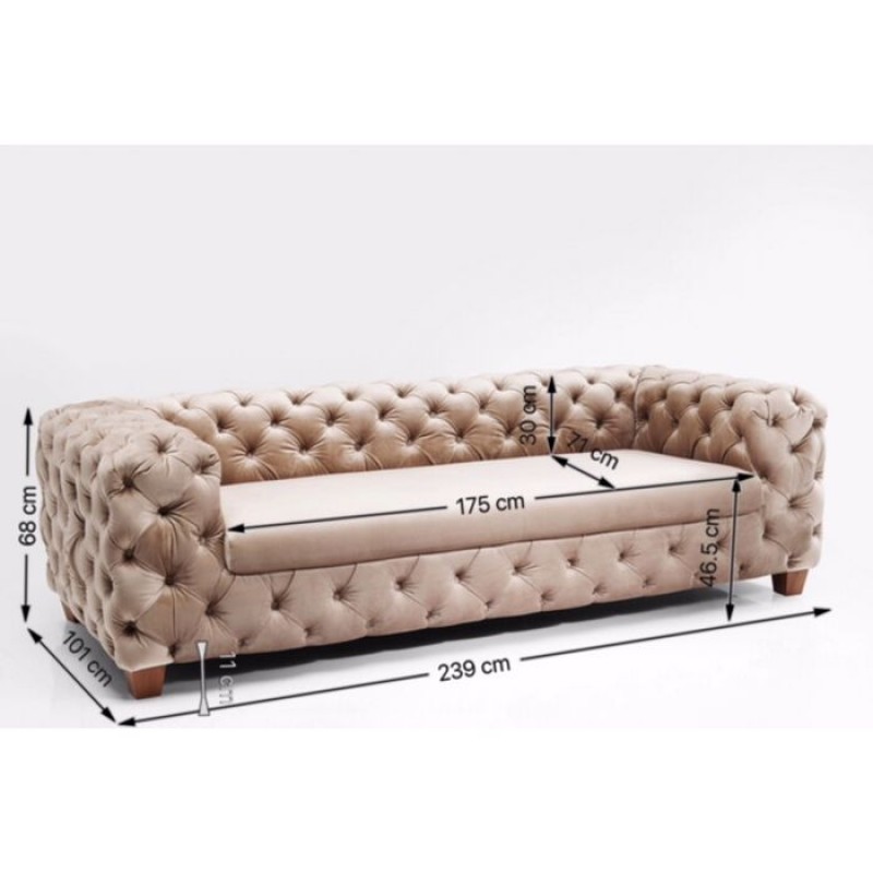 Sofa Desire 3-Seater Velvet Ecru