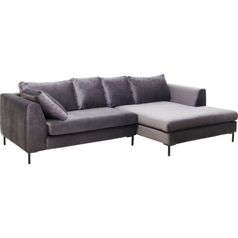 Corner Sofa Gianni Velvet Grey Right Black