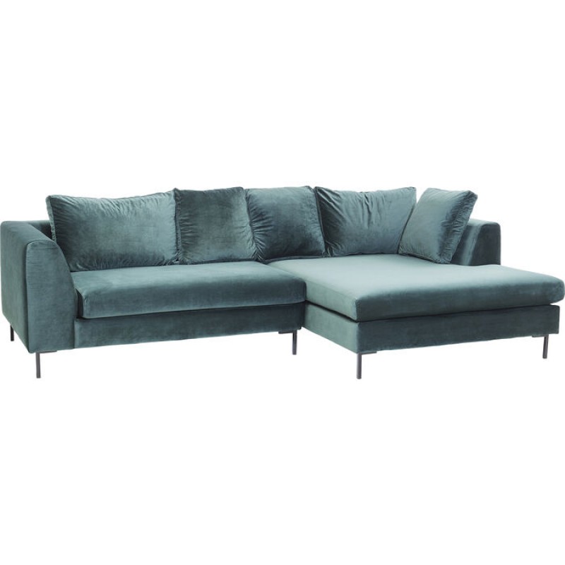 Corner Sofa Gianni Velvet Dark Green Right Black