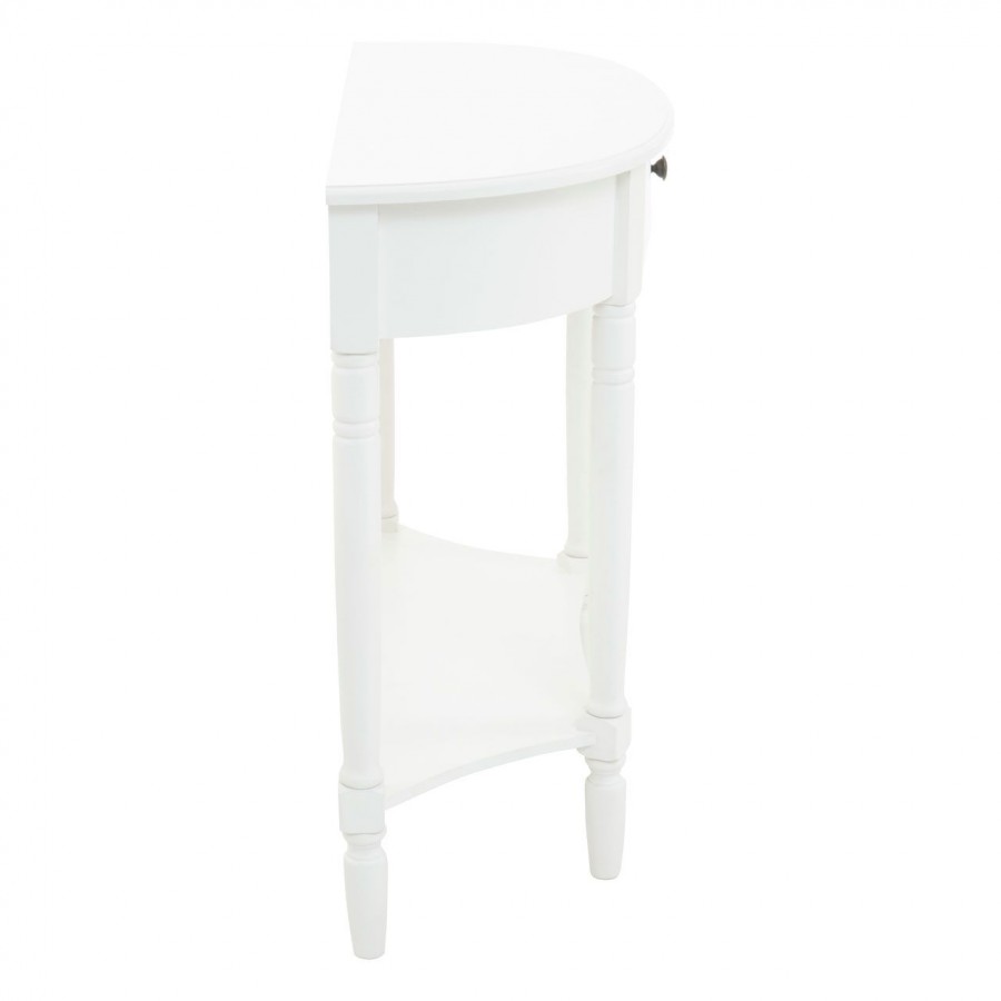 white semi circle console table