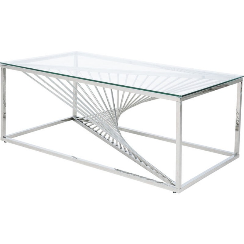 Coffee Table Laser Silver Clear Glass 120x60cm