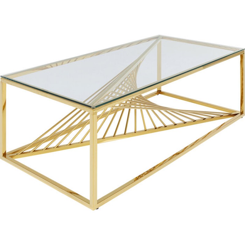 Coffee Table Laser Gold Clear Glass 120x60cm