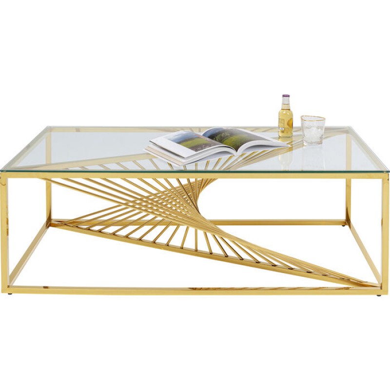 Coffee Table Laser Gold Clear Glass 120x60cm