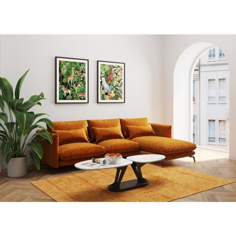 Corner Sofa Monza Right Velvet Curry 296cm