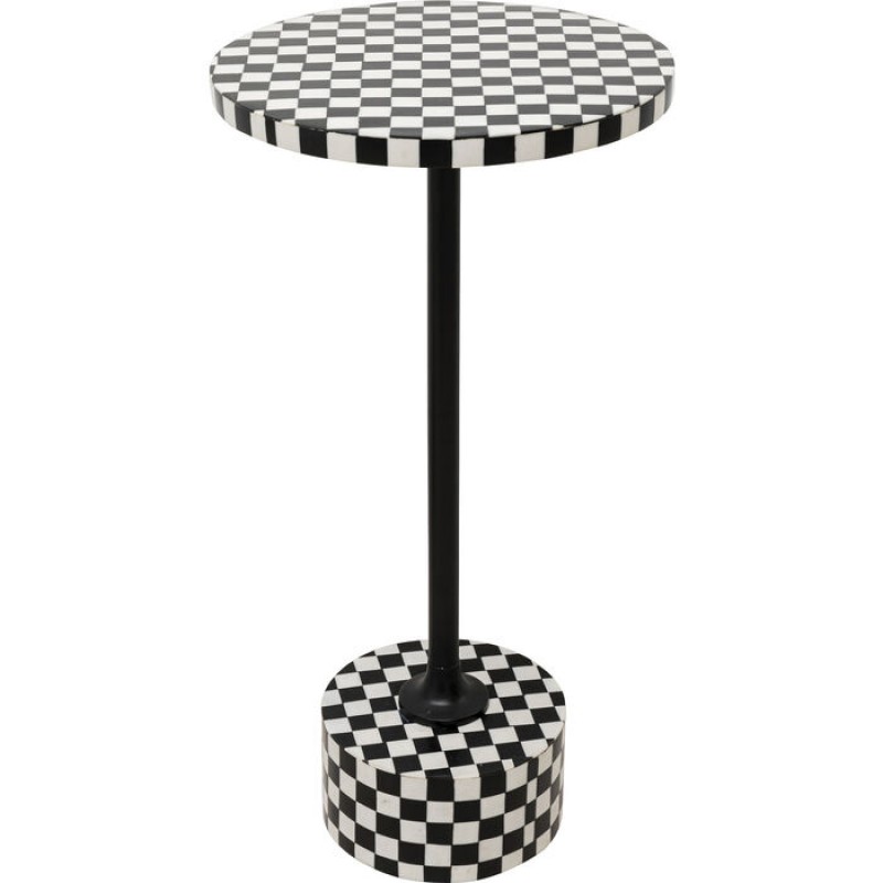 Side Table Domero Chess Black White Ø25cm