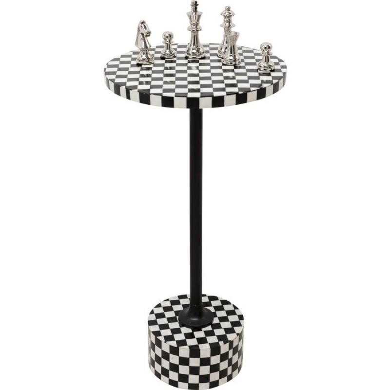 Side Table Domero Chess Black White Ø25cm