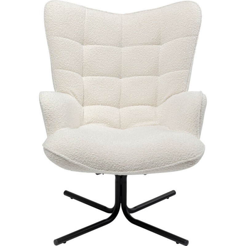 Swivel Armchair Oscar Boucle Cream